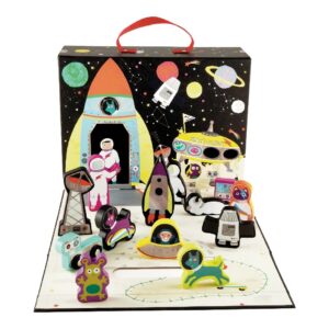 קופסת משחק עם 15 דמויות עץ חלל